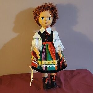 Vintage 1985 Folklore Polish Regional Doll,  Lowicz Ethnic Costume  14”